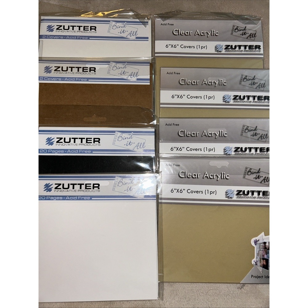 Zutter Bind It All Lot Acrylic & Kraft Board Covers With Acid Free Pages 6x6"